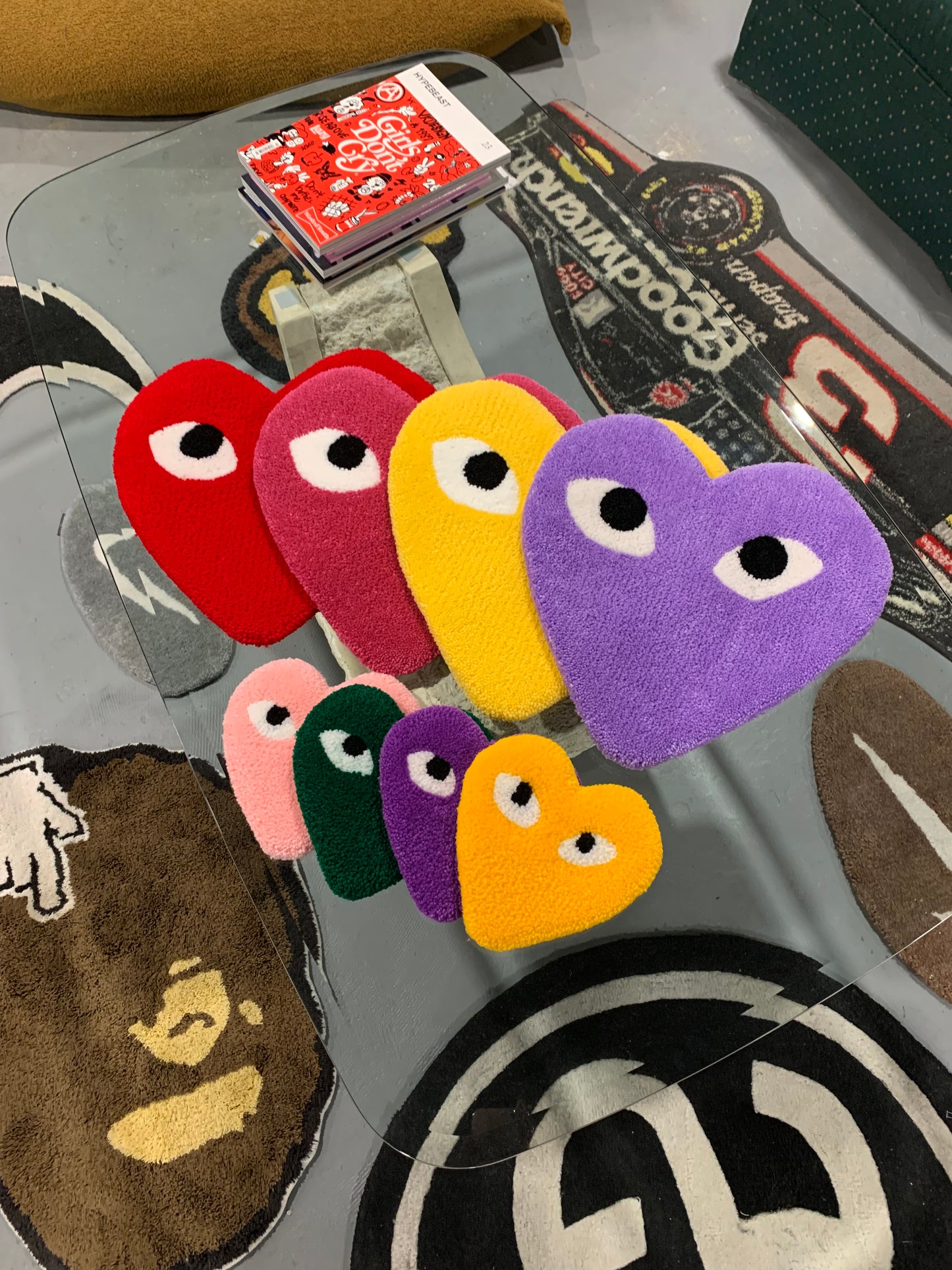 Cdg heart custom rug